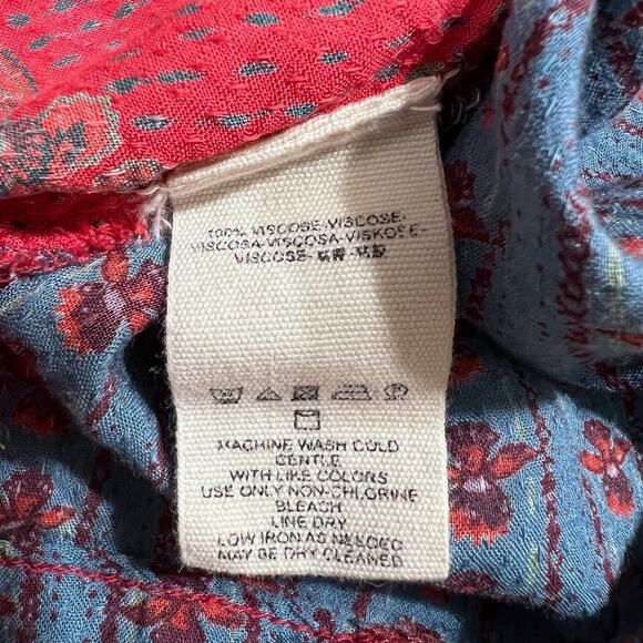 Free People Boho Peasant Top Medium Boxy Fit Embroidered Tassel Blouse - Picture 4 of 10